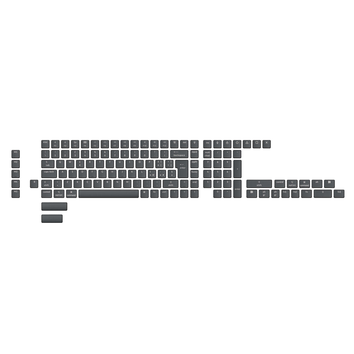 Cherry ABSキーキャップ ラージセット ブラックグレー Bバージョン-イタリア