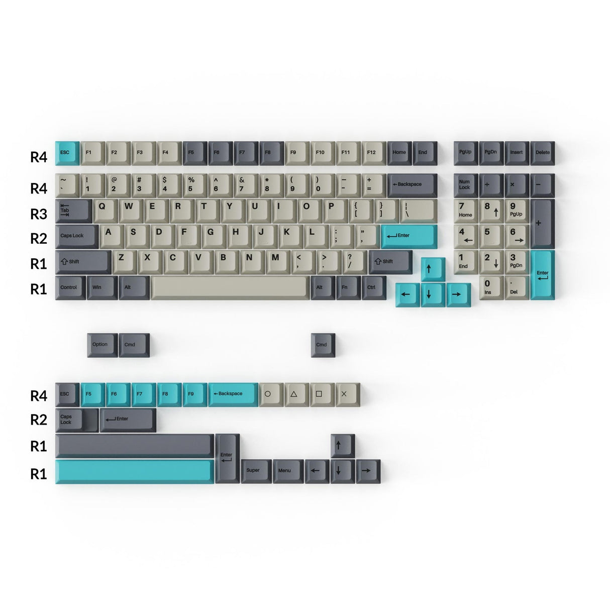 Cherry ロファイル ダブルショット PBTフルセットキーキャップ - Dolch Blue