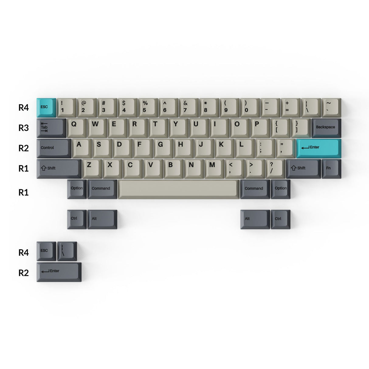 Cherry ロファイル ダブルショット PBTフルセットキーキャップ - Dolch Blue