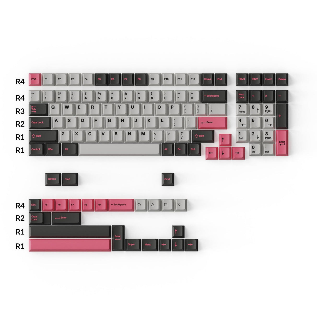 Cherry ロファイル ダブルショット PBTフルセットキーキャップ - Dolch Pink