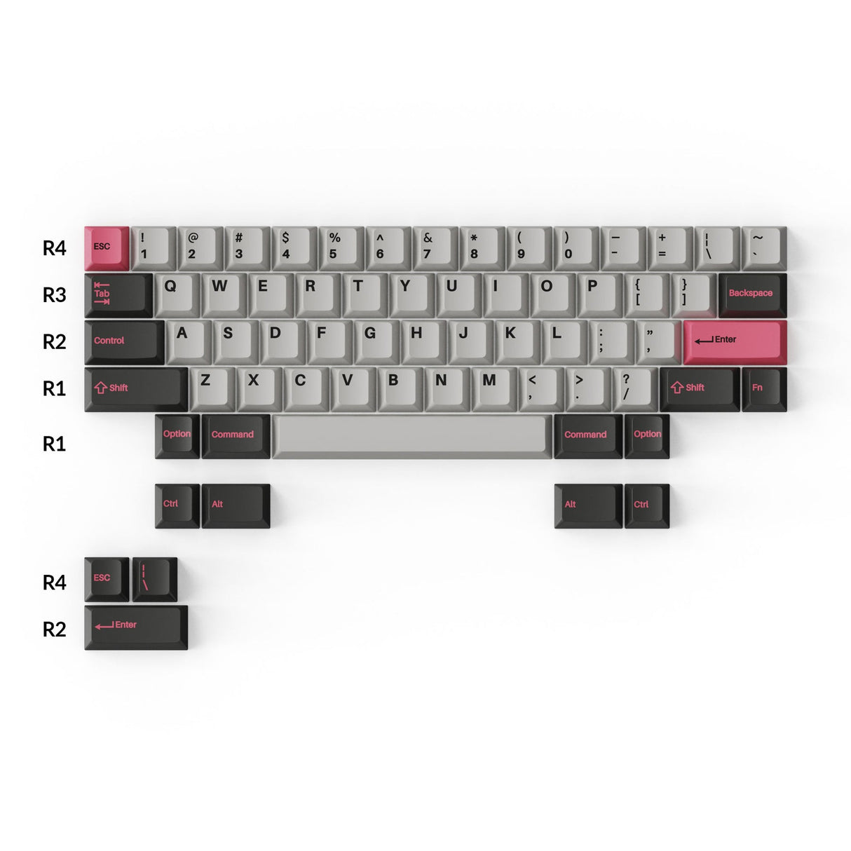 Cherry ロファイル ダブルショット PBTフルセットキーキャップ - Dolch Pink