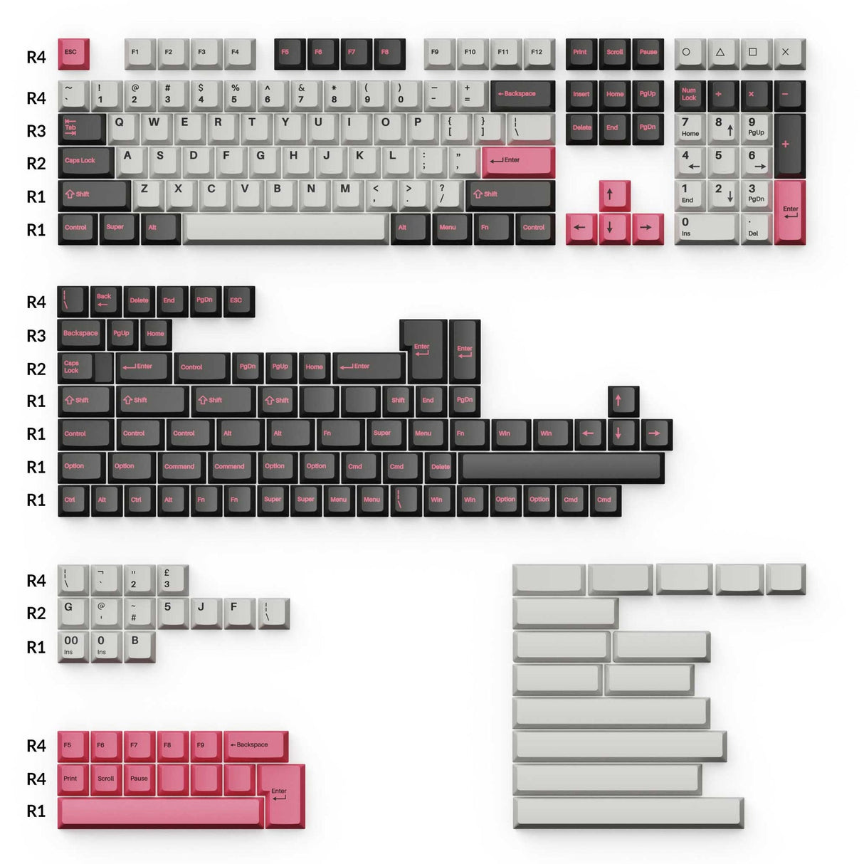 Cherry ロファイル ダブルショット PBTフルセットキーキャップ - Dolch Pink