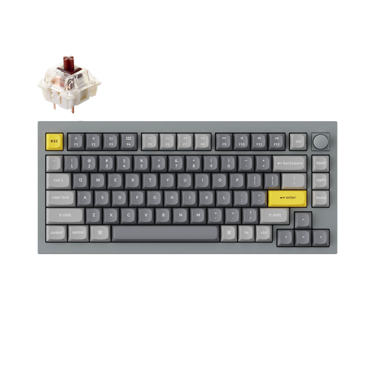 Keychron Q1 Custom Mechanical Keyboard QMK OSA PBT Keycap Knob Silver Gateron G Pro Brown Version B