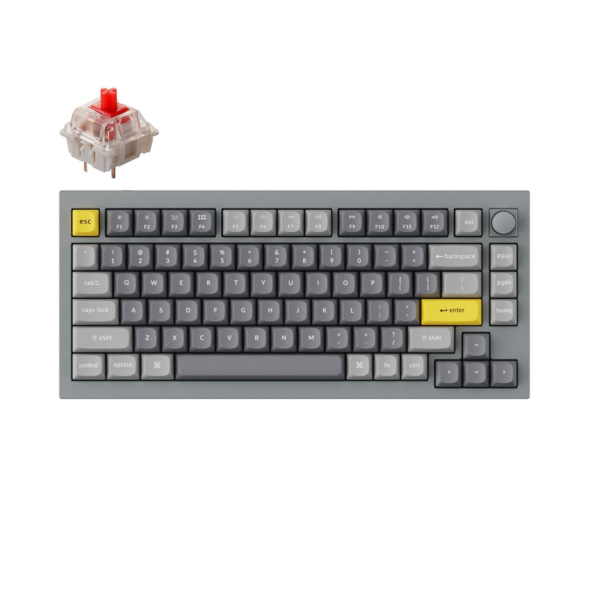 Keychron Q1 Custom Mechanical Keyboard QMK OSA PBT Keycap Knob Silver Gateron G Pro Red Version B