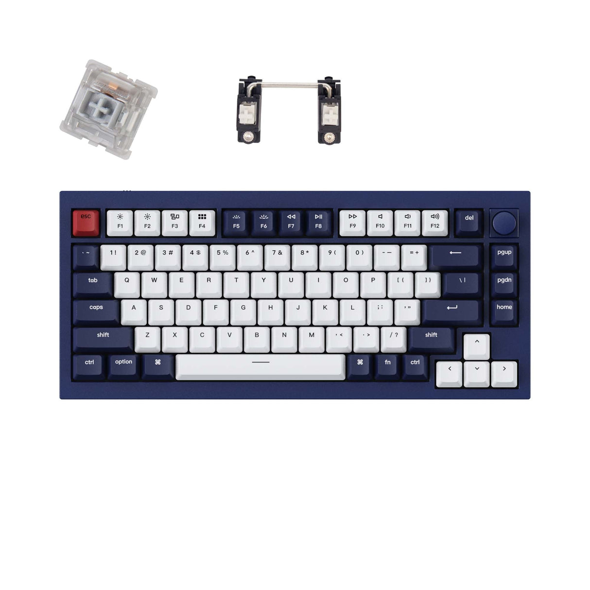 Keychron-Q1-QMK-75-Custom-Mechanical-Keyboard-Knob-Blue-Gateron-Phantom-Silver