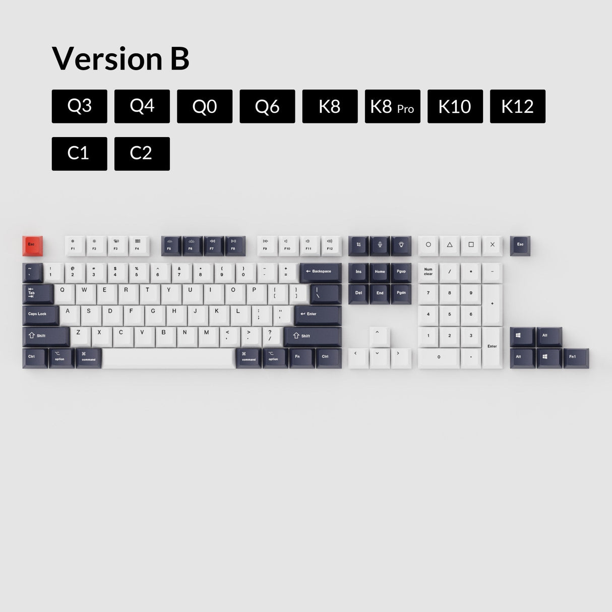 OEM 昇華型染色 PBT キャップセット - ブルー ブラック ホワイト