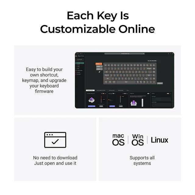 Keychron K2 HE ワイヤレス磁気スイッチカスタムキーボード - コンクリートエディション