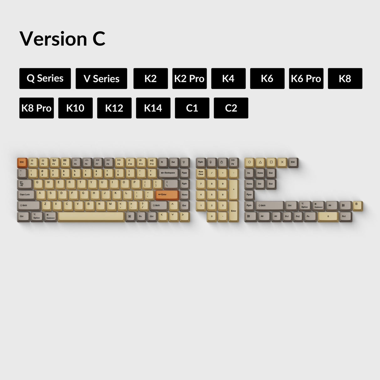 OEM 昇華型染色 PBT キーキャップセット - 小麦 グレー