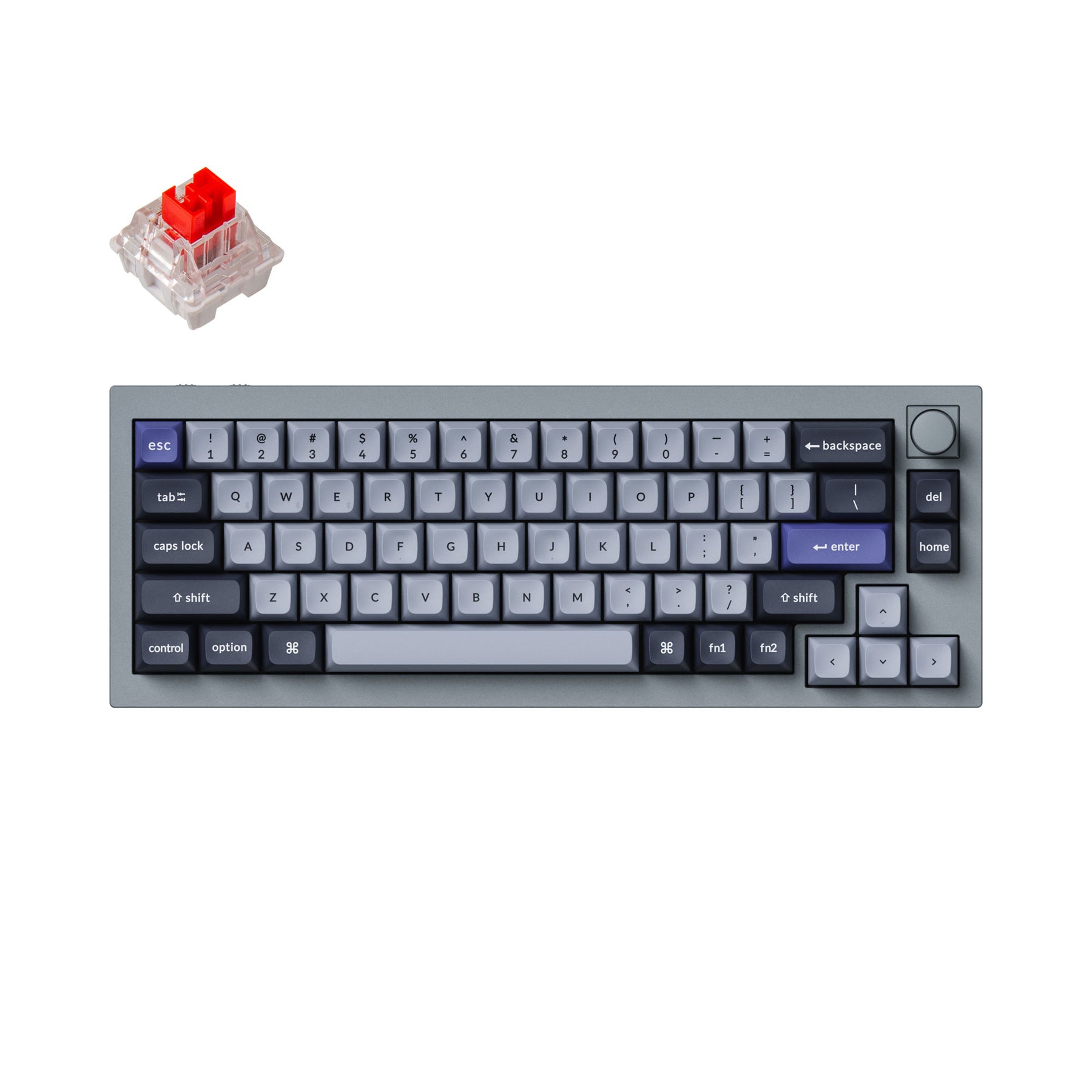 日本未入荷 Pro Q2 keychron シルバーグレー ノブあり 赤軸 キーボード ...