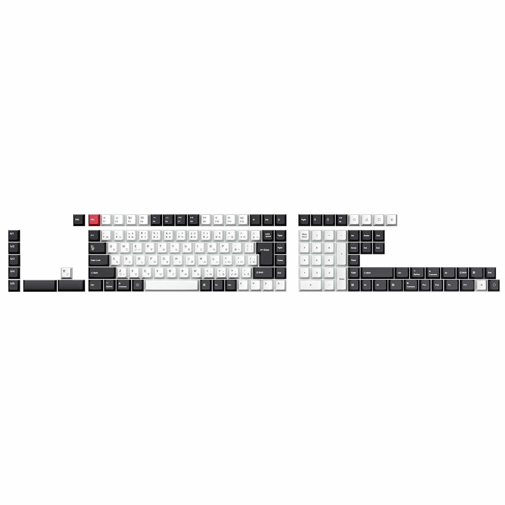 JIS ｜ISO Cherryプロファイル 昇華印刷PBTキーキャップコンプリートセット - ブラック＆ホワイト