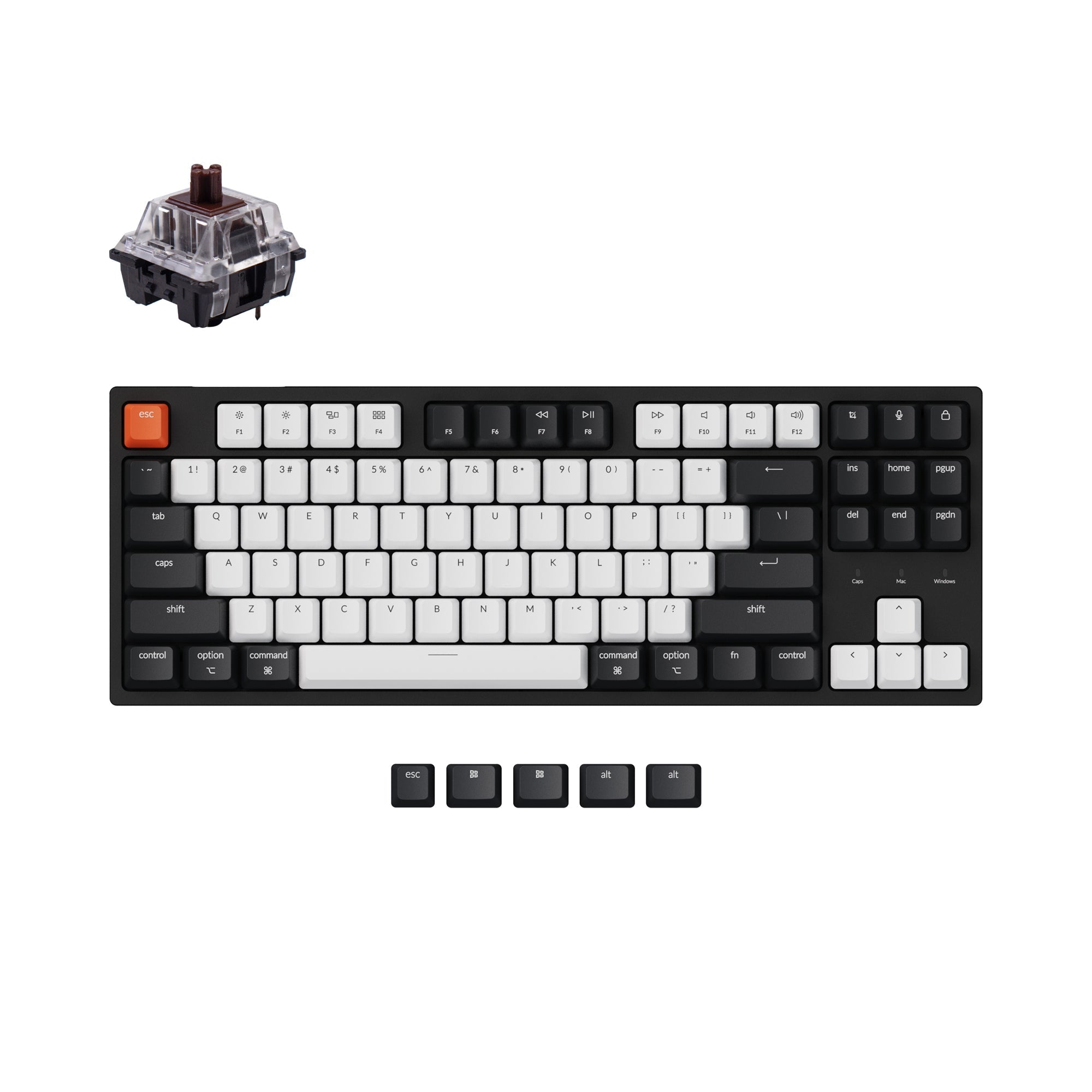  Keychron c1 hot swappable wired wireless mechanical keyboard tenkeyless layout for Mac Windows non backlight Keychron switch brown