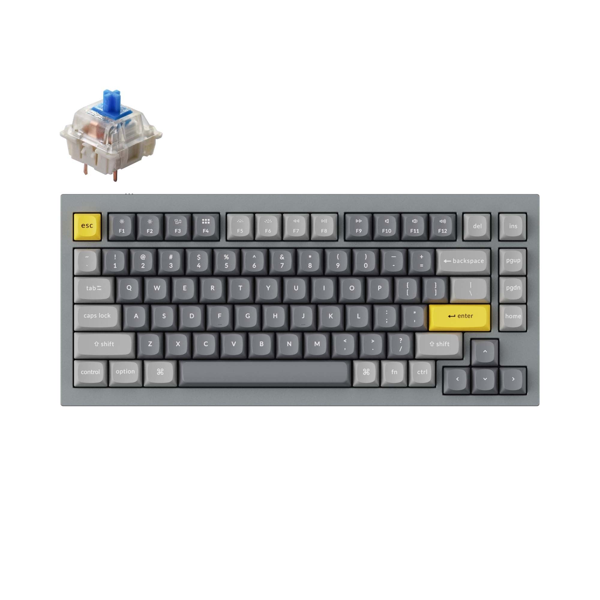 Keychron-Q1-75-percent-QMK-Custom-Mechanical-Keyboard-version-2-grey-gateron-g-pro-blue