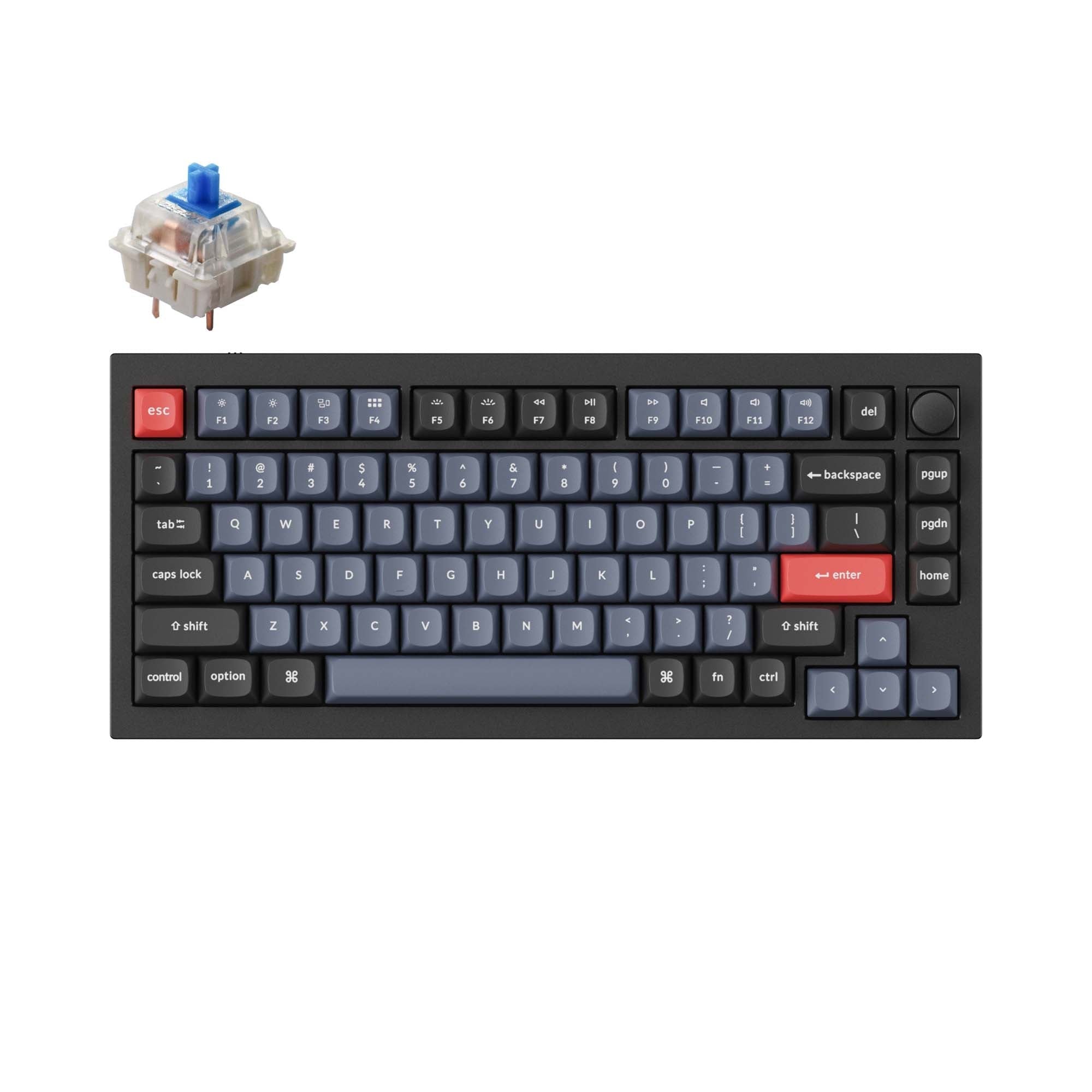 Keychron-Q1-Custom-Mechanical-Keyboard-QMK-OSA-PBT-Keycap-Knob-Black-Gateron-G-Pro-Blue