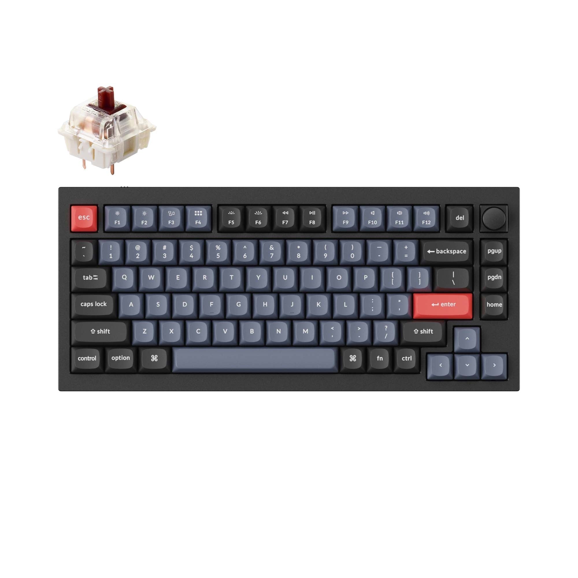 Keychron-Q1-Custom-Mechanical-Keyboard-QMK-OSA-PBT-Keycap-Knob-Black-Gateron-G-Pro-Brown
