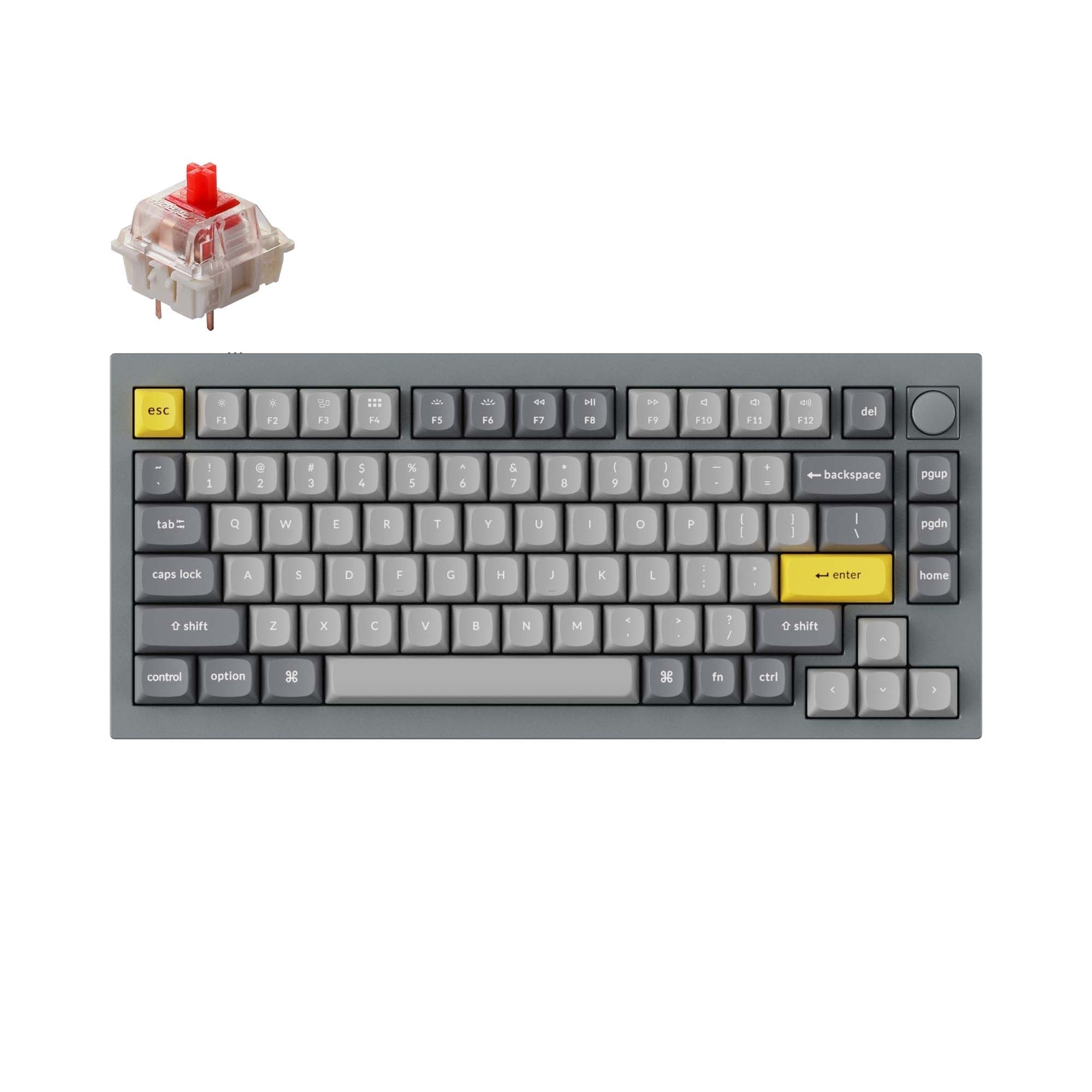 Keychron-Q1-Custom-Mechanical-Keyboard-QMK-OSA-PBT-Keycap-Knob-Grey-Gateron-G-Pro-Red
