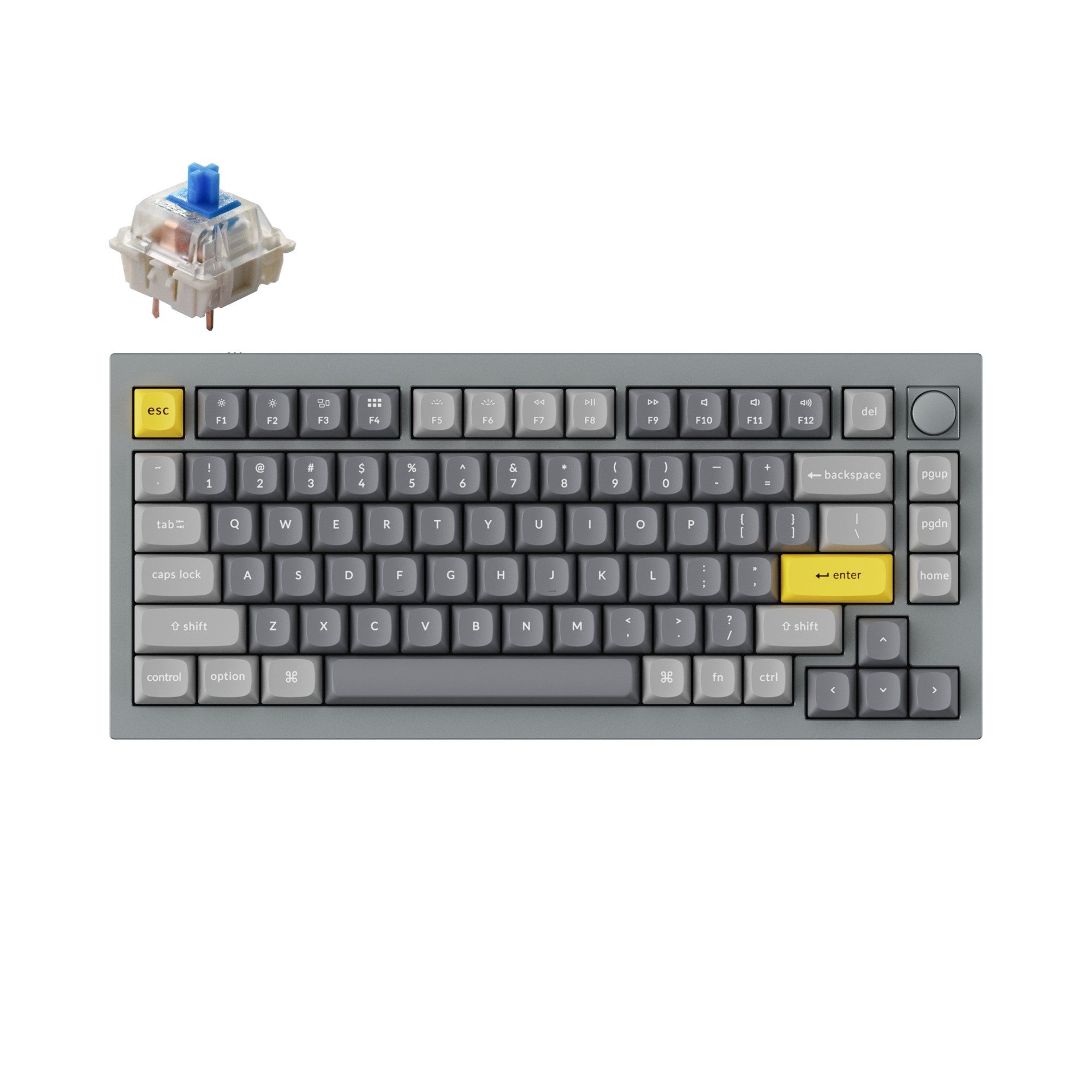 Keychron Q1 Custom Mechanical Keyboard QMK OSA PBT Keycap Knob Silver Gateron G Pro Blue Version B