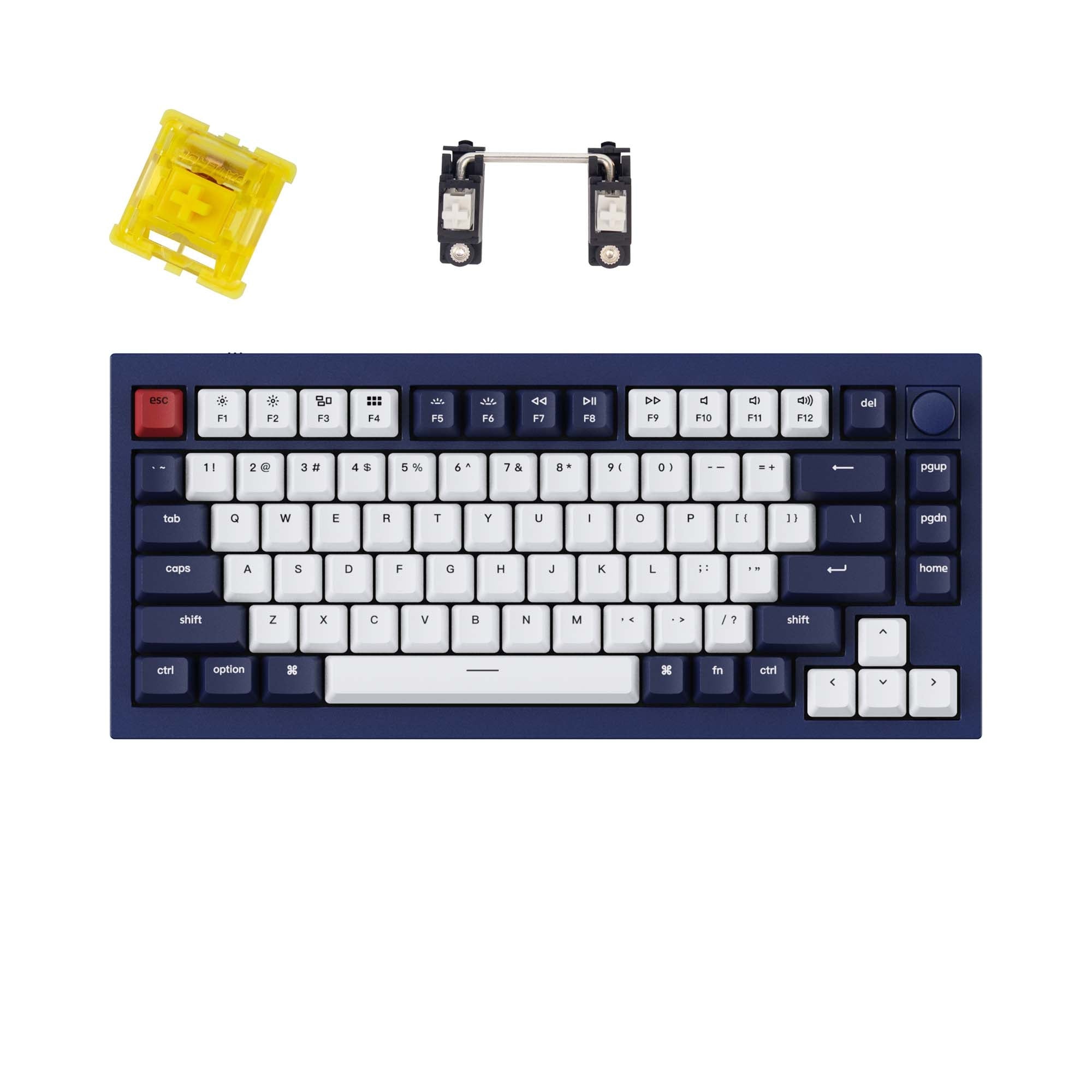    Keychron-Q1-QMK-75-Custom-Mechanical-Keyboard-Knob-Blue-Gateron-Phantom-Yellow