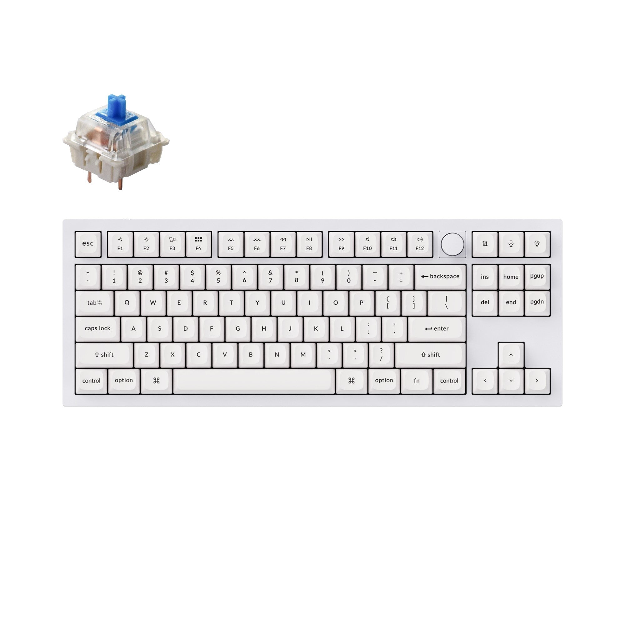 Keychron Q3 QMK VIA Custom Mechanical Keyboard Knob Version For Mac Windows Hot-Swappable Gateron G Pro Blue OSA PBT Keycap Shell White Version