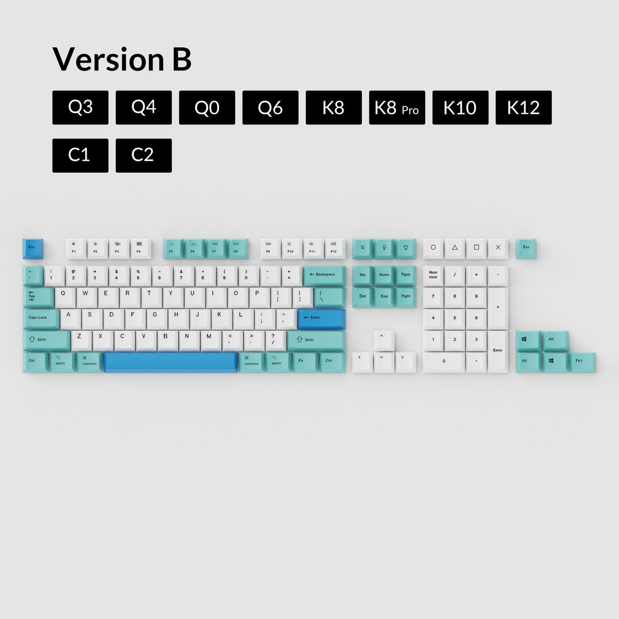 OEM 昇華型染色 PBT キーキャップセット - アイス