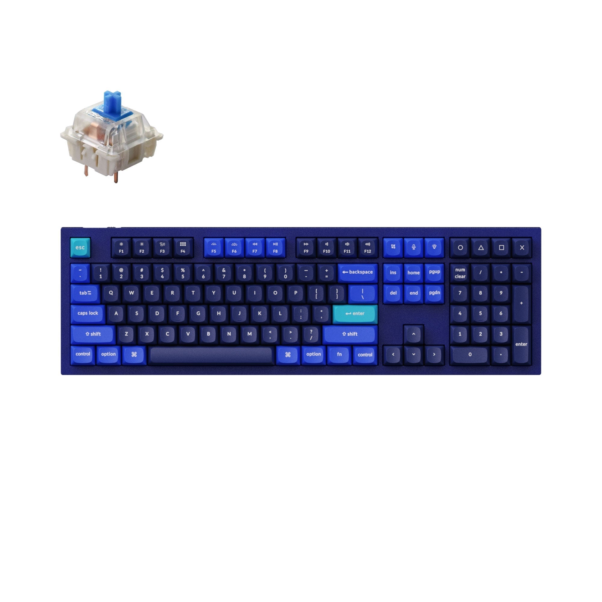 Keychron Q6 QMK/VIA custom mechanical keyboard full size aluminum for Mac Windows Linux fully assembled blue frame with Gateron G Pro switch blue